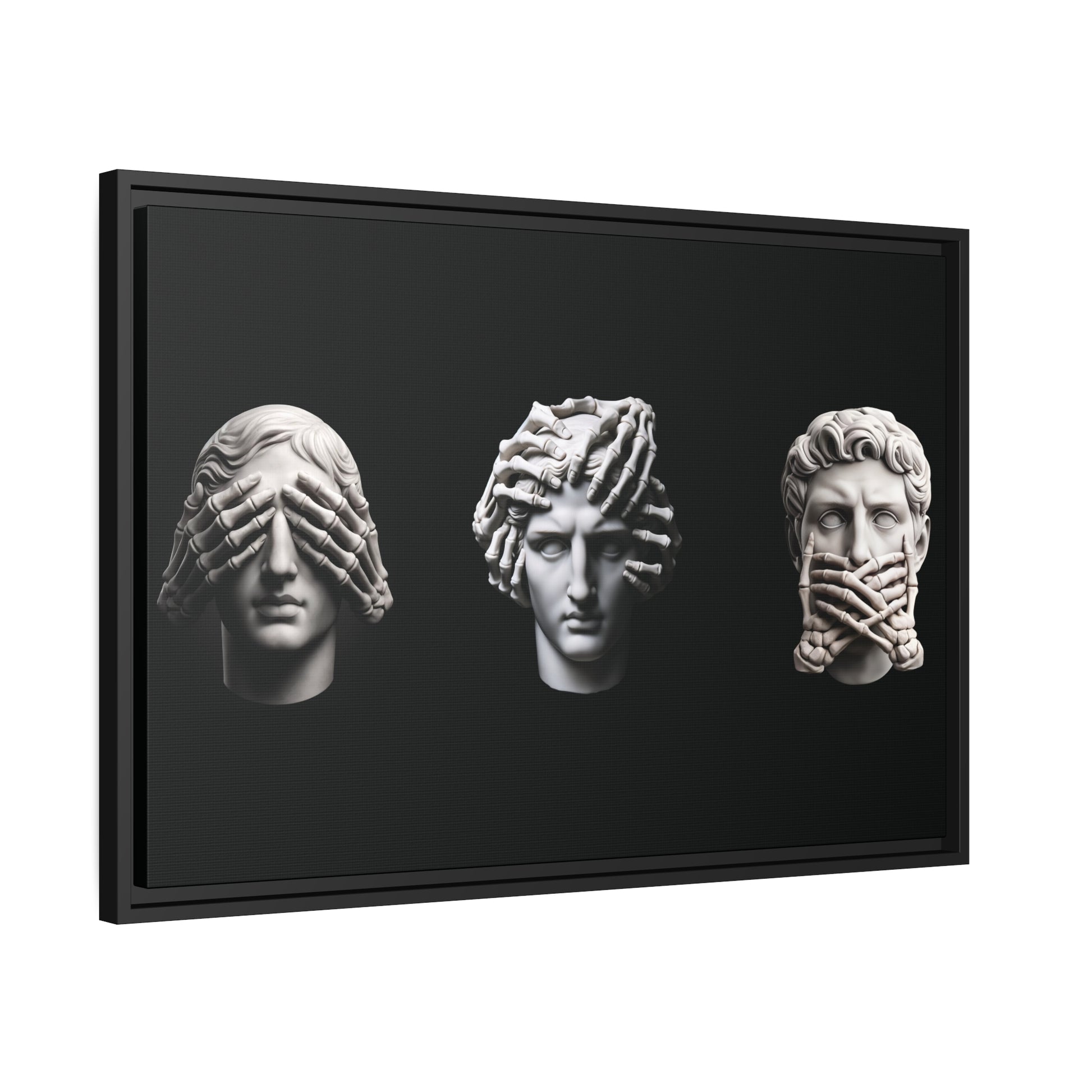 See No Evil, Hear No Evil, Speak No Evil Canvas & Frame - hdlm.brgnd