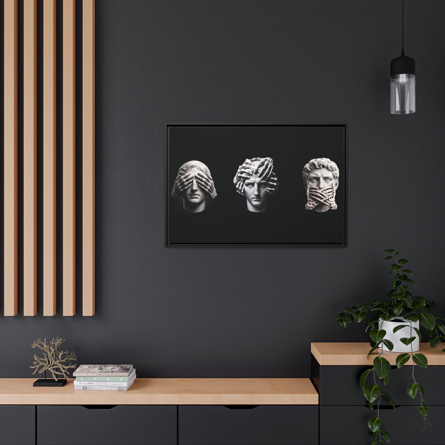 See No Evil, Hear No Evil, Speak No Evil Canvas & Frame - hdlm.brgnd