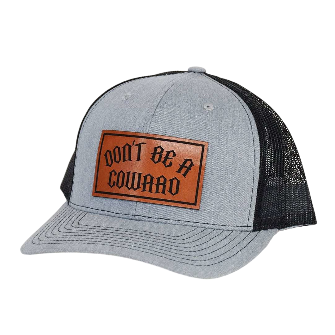 Don't Be A Coward Leather SnapBack - hdlm.brgnd