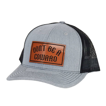 Don't Be A Coward Leather SnapBack - hdlm.brgnd