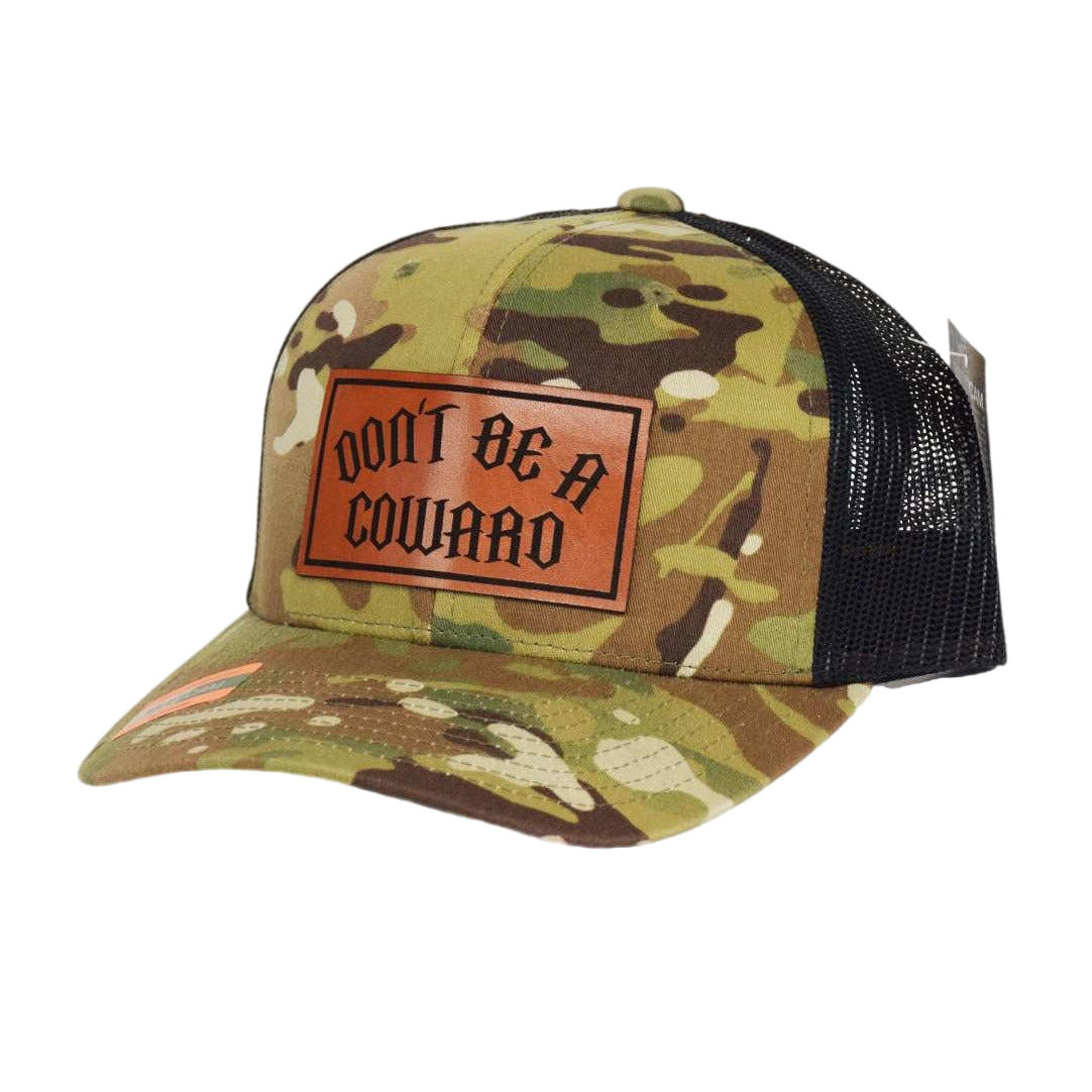 Don't Be A Coward Leather SnapBack - hdlm.brgnd