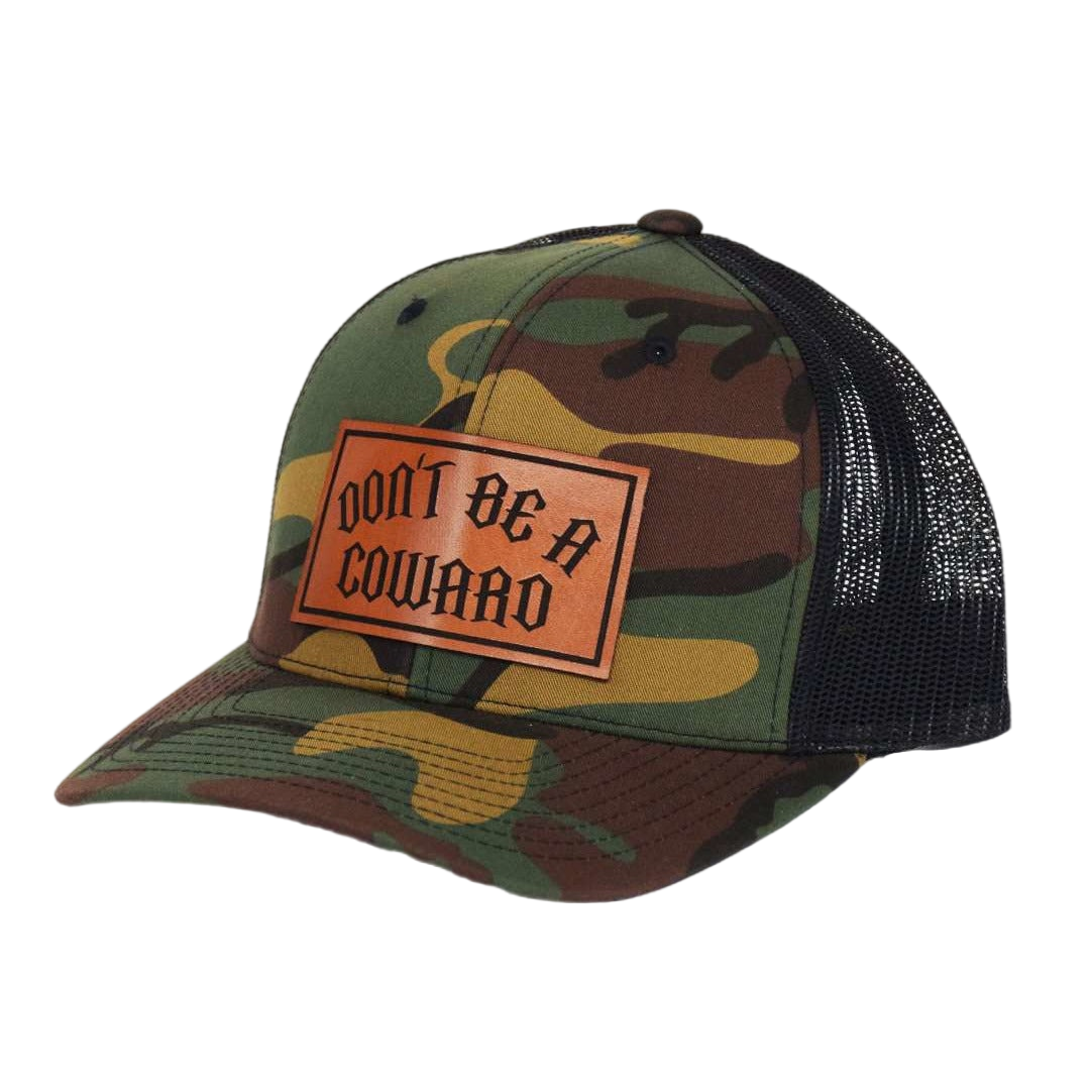 Don't Be A Coward Leather SnapBack - hdlm.brgnd