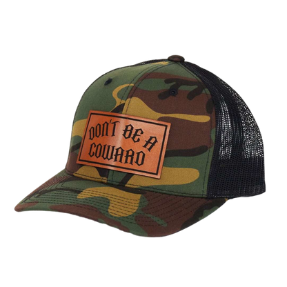 Don't Be A Coward Leather SnapBack - hdlm.brgnd