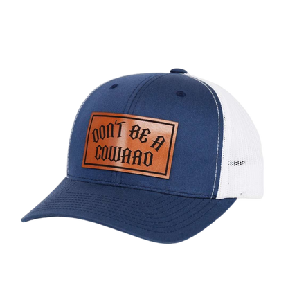 Don't Be A Coward Leather SnapBack - hdlm.brgnd